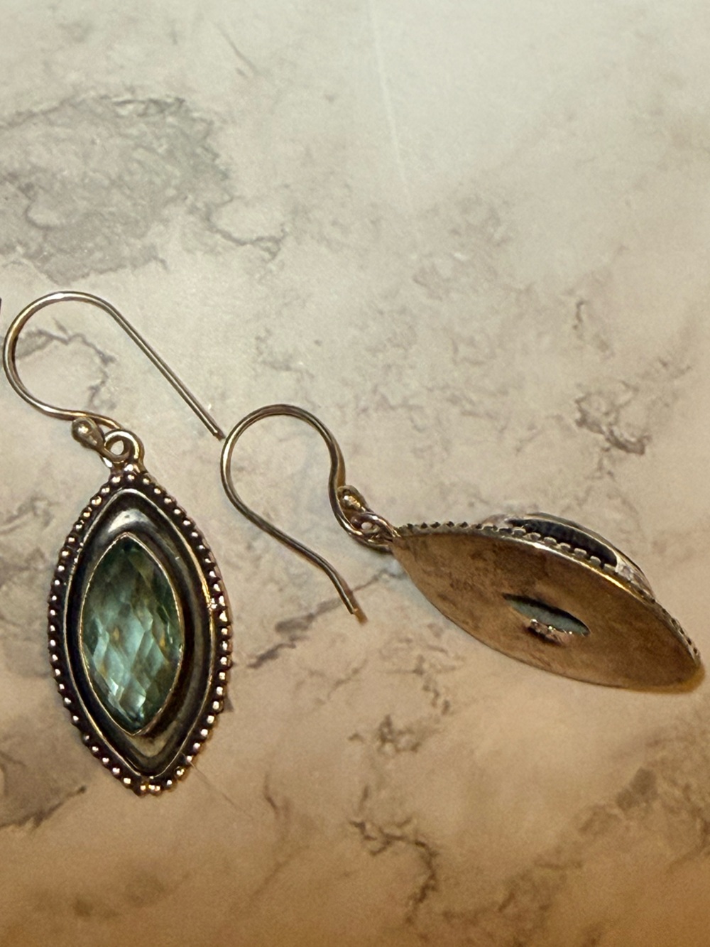 Swiss blue topaz Marquise Drop Earrings in Silver